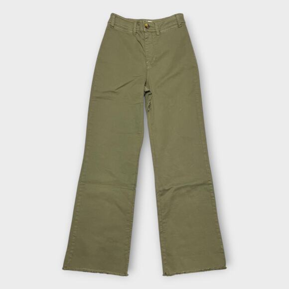 Marine Layer Full Length Raw Edge Bridget Pants Olive Green Size 4 NEW - Picture 1 of 8